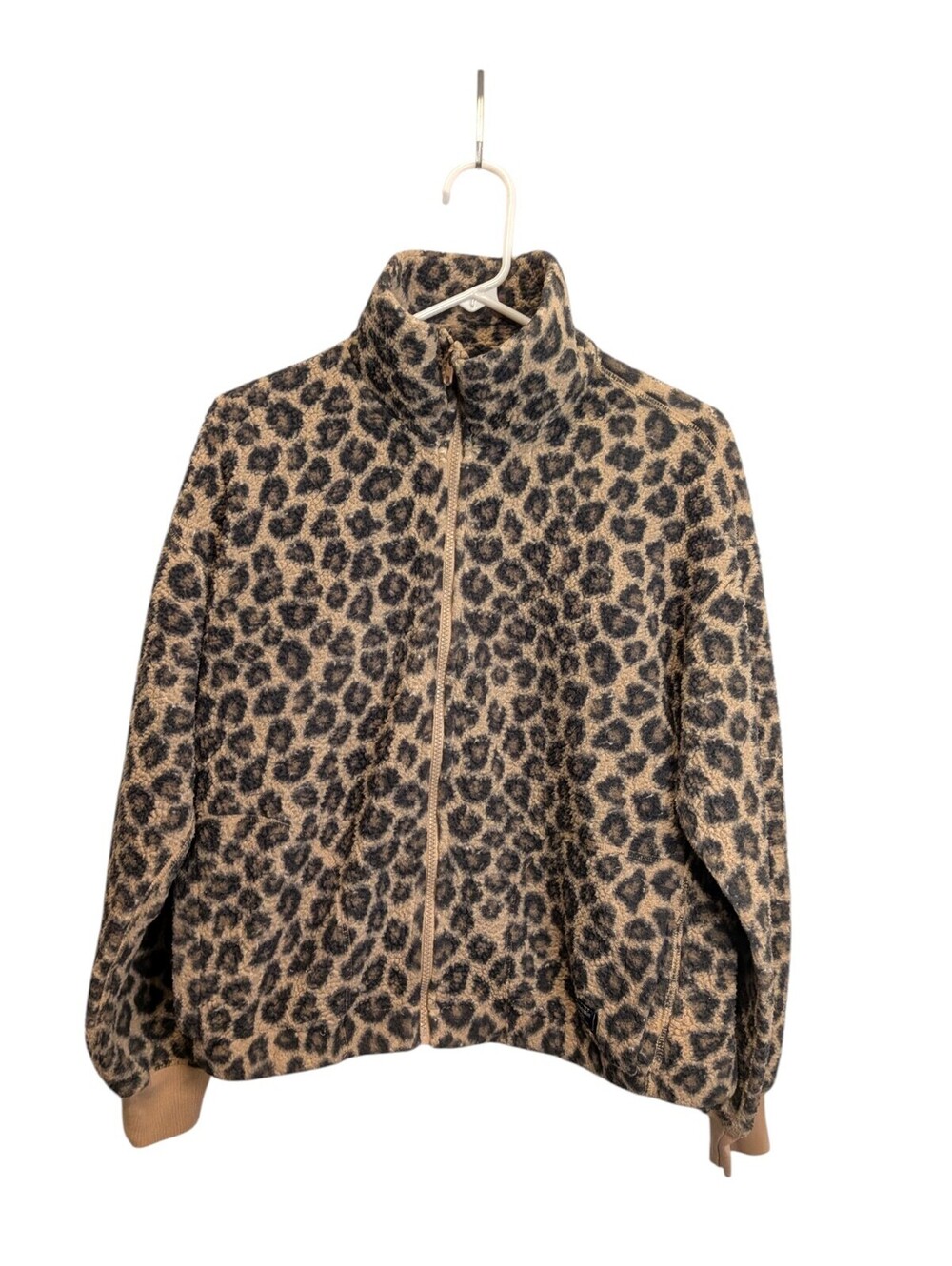 Abercrombie & Fitch Soft A&F Cozy Leopard Sherpa Fleece Zip Jacket Small
